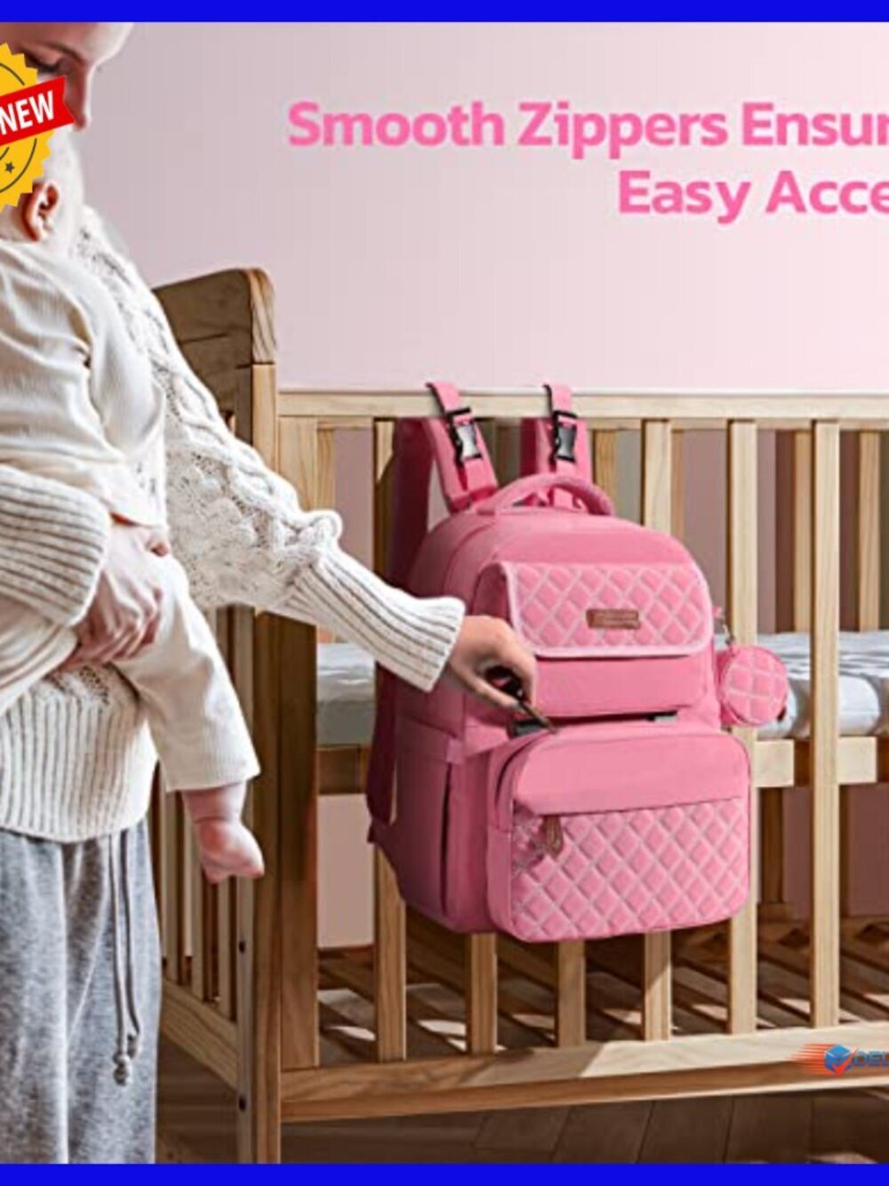 Large Expandable Diaper Backpack 29L-45L with Removable Bottle Bag USB Port - Picture 6 of 6